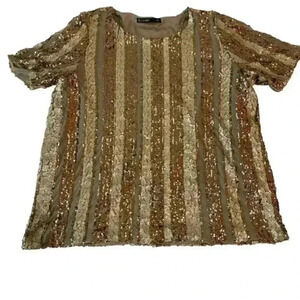 CORTELLE Silk‎ Printed Blouse Short Sleeve Large Size